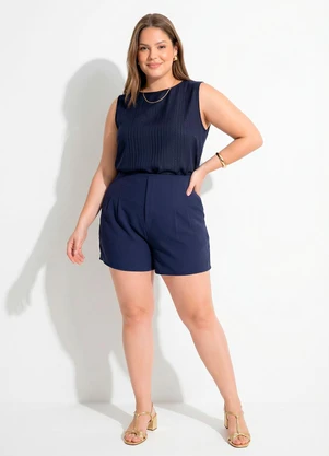 Marguerite - Shorts Marinho Malha Encorpada - MARGUERITE
