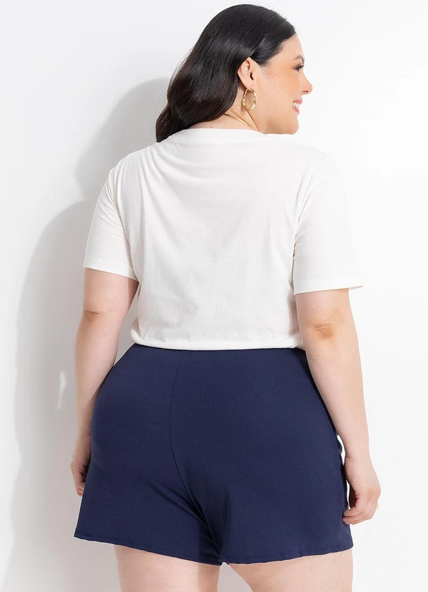 Marguerite - Shorts Marinho Malha Encorpada 5