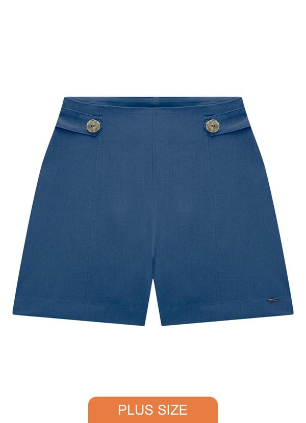 Lunender Mais Mulher - Shorts Plus Size em Linho Azul
