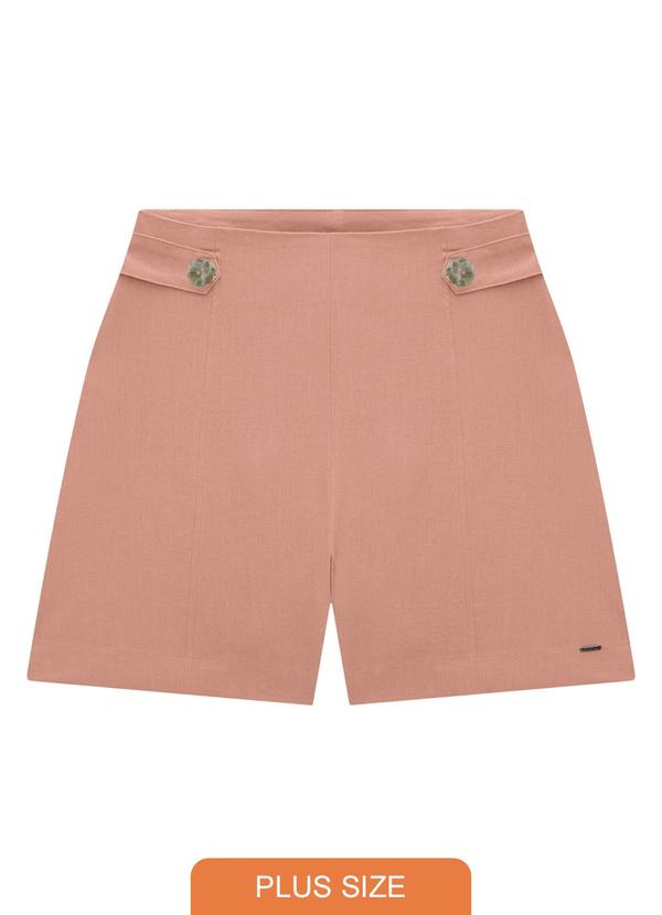 Lunender Mais Mulher - Shorts Plus Size em Linho Rosa