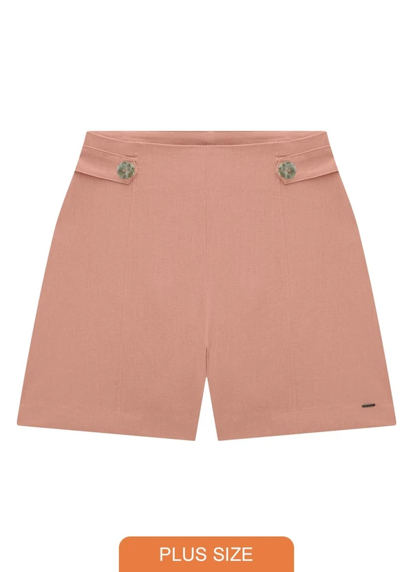 Lunender Mais Mulher - Shorts Plus Size em Linho Rosa