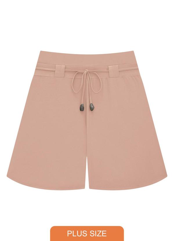 Lunender Mais Mulher - Shorts Plus Size em Malha Crepe Bege 1