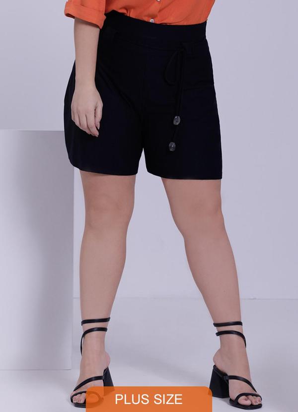 Lunender Mais Mulher - Shorts Plus Size em Malha Crepe Preto