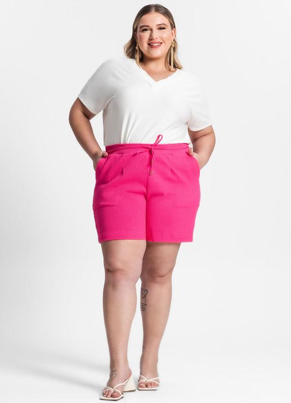 Secret Glam - Shorts Plus Size em Moletinho Rosa 1
