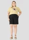 Cereja Rosa - Shorts Plus Size em Tecido Plano Soft Preto - variação: Preto