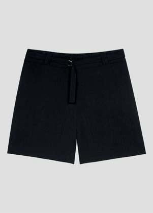 Cereja Rosa - Shorts Plus Size em Viscose com Cinto Preto - CEREJA ROSA