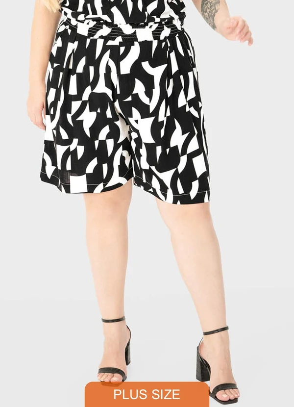 Malwee Plus - Shorts Preto Clochard Gráfico