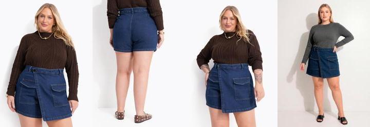 Shorts Saia Azul Escuro em Jeans