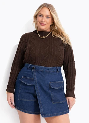 Marguerite - Shorts Saia Azul Escuro em Jeans - MARGUERITE