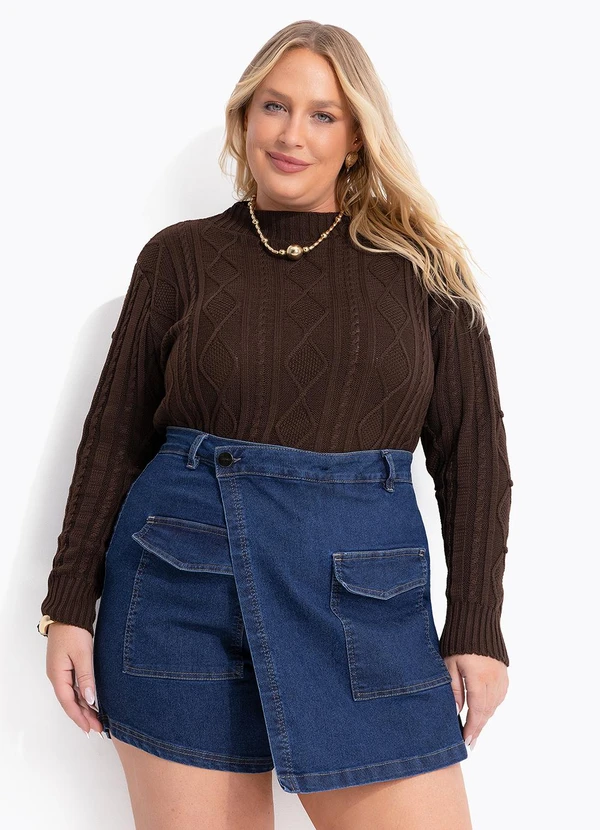Marguerite - Shorts Saia Azul Escuro em Jeans