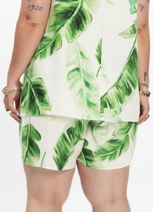 Secret Glam - Shorts Saia Feminino Plus Size Bege - SECRET GLAM