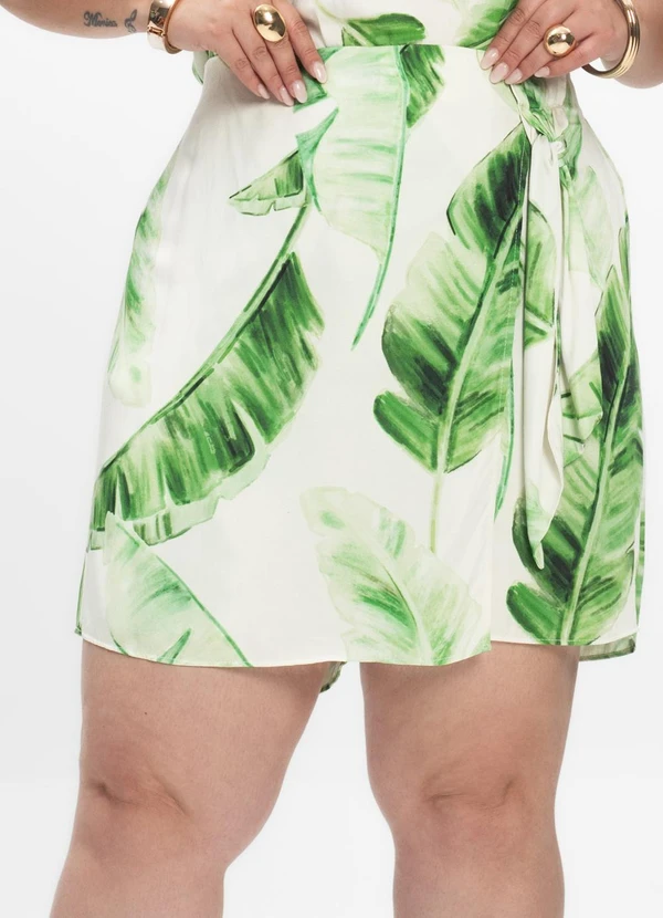 Secret Glam - Shorts Saia Feminino Plus Size Bege