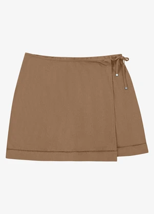 Secret Glam - Shorts Saia Feminino Viscose Marrom - SECRET GLAM