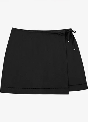 Secret Glam - Shorts Saia Feminino Viscose Preto - SECRET GLAM