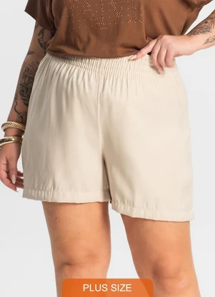 Secret Glam - Shorts Tecido Favo Plus Size Bege - SECRET GLAM