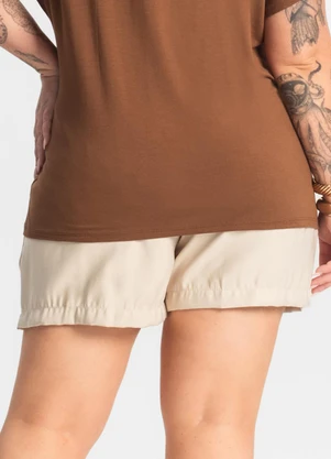 Secret Glam - Shorts Tecido Favo Plus Size Bege - SECRET GLAM