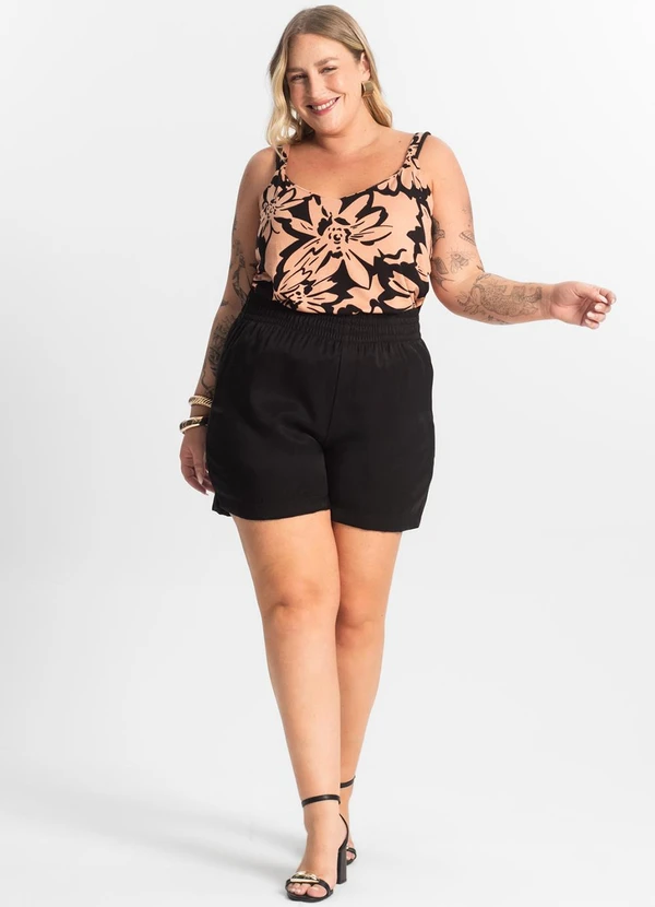 Secret Glam - Shorts Tecido Favo Plus Size Preto 5