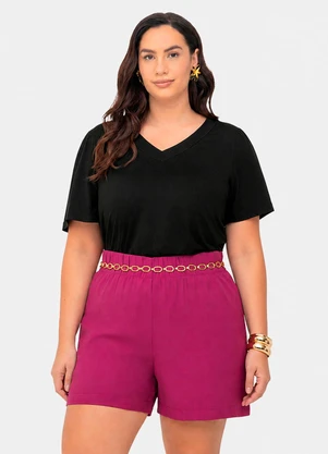 Secret Glam - Shorts Tecido Favo Plus Size Roxo - SECRET GLAM