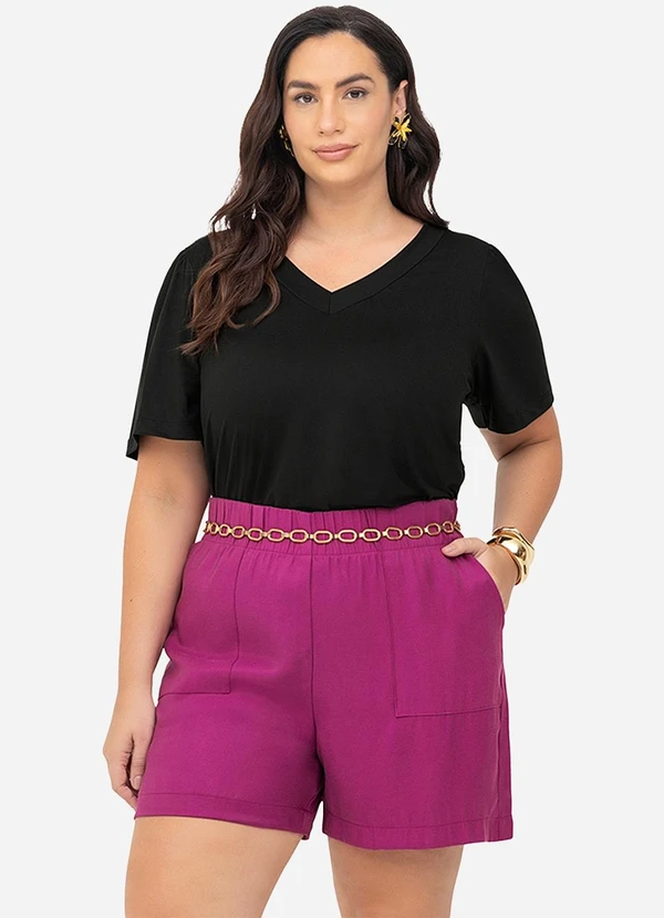 Secret Glam - Shorts Tecido Favo Plus Size Roxo 2