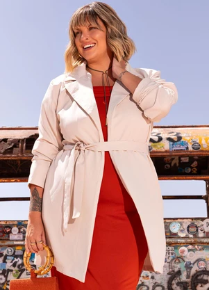 Marguerite - Casaco Bege Claro em Crepe Plano - MARGUERITE