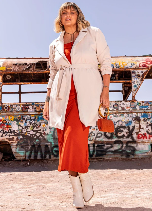 Marguerite - Casaco Bege Claro em Crepe Plano 11