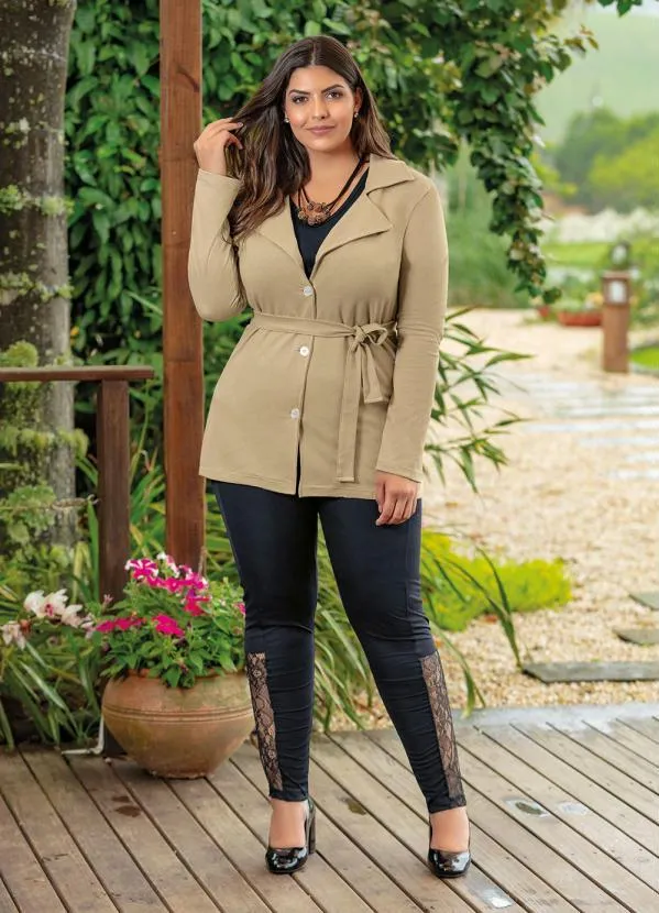 Marguerite - Casaco Bege com Botões e Cinto 11