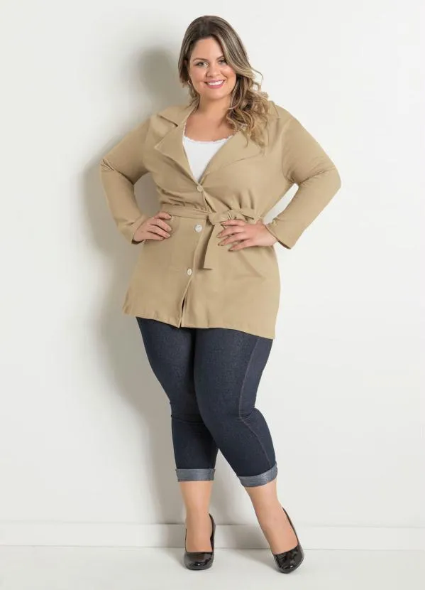 Marguerite - Casaco Bege com Botões e Cinto 9