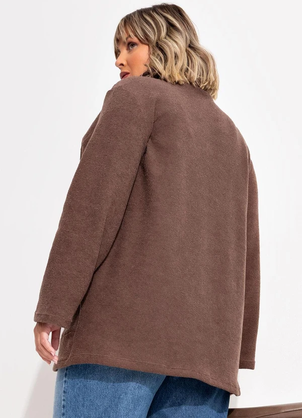 Marguerite - Casaco Marrom em Malha Peluciada Boucle 5