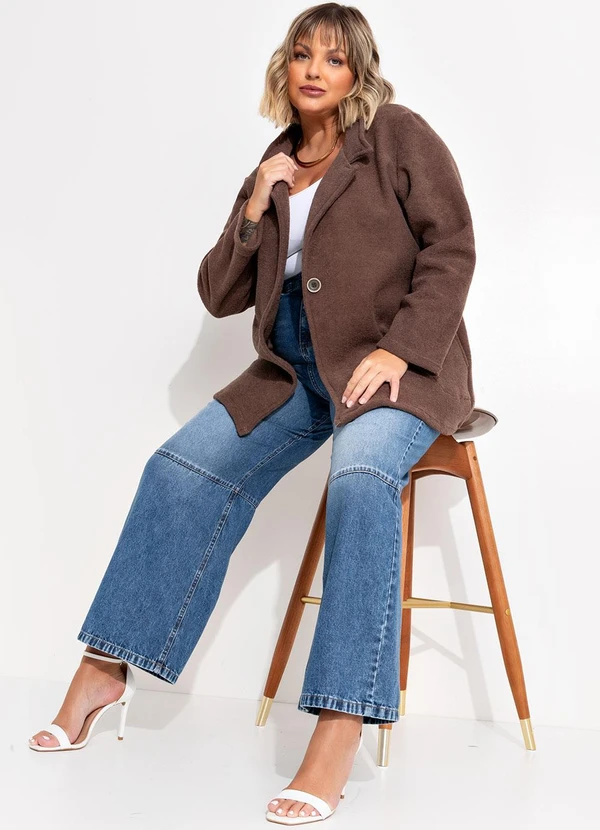 Marguerite - Casaco Marrom em Malha Peluciada Boucle 4