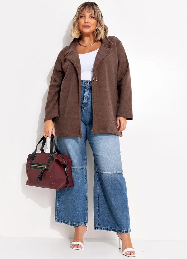 Marguerite - Casaco Marrom em Malha Peluciada Boucle 3