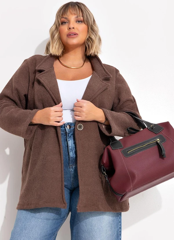 Marguerite - Casaco Marrom em Malha Peluciada Boucle 2