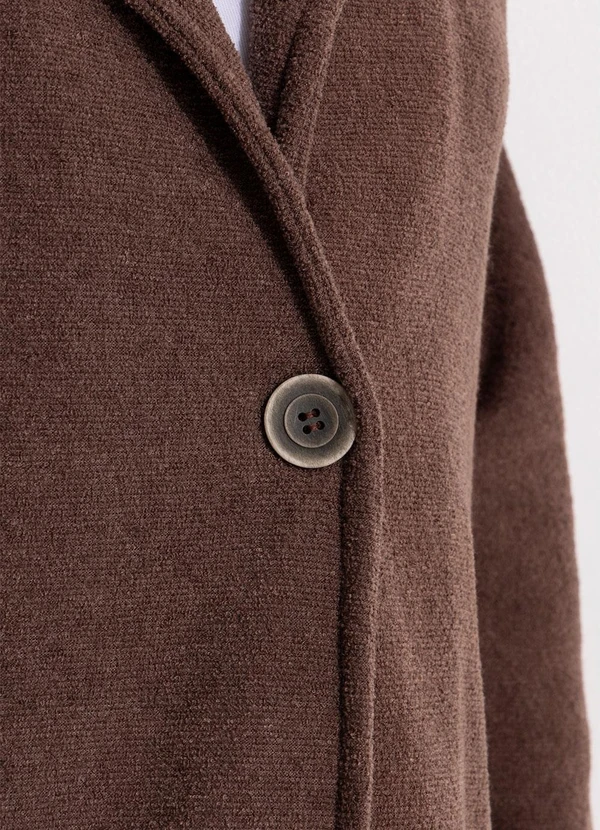 Marguerite - Casaco Marrom em Malha Peluciada Boucle 1