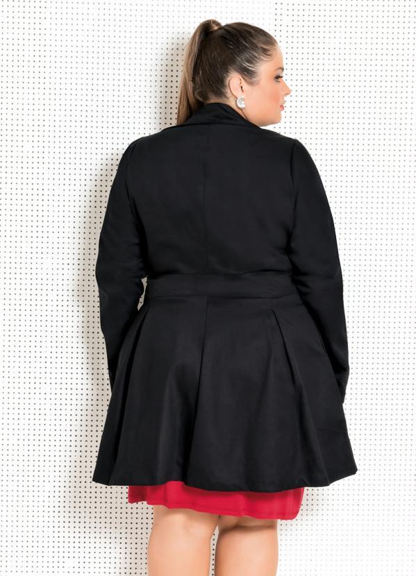 Quintess - Sobretudo em Sarja Plus Size Preto 2