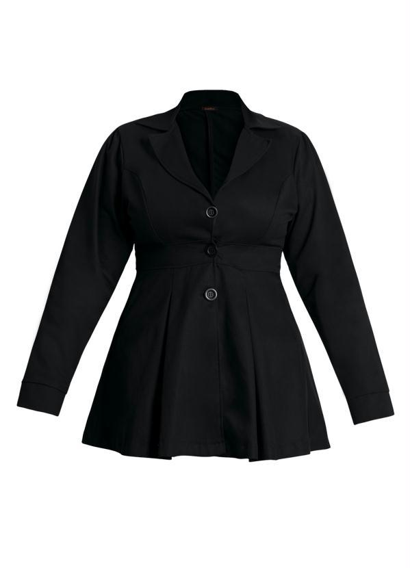 Quintess - Sobretudo em Sarja Plus Size Preto 7