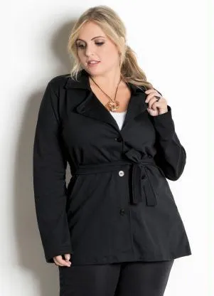 Sobretudo Marguerite (Preto) com Faixa - MARGUERITE