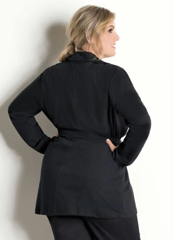 Marguerite - Sobretudo Marguerite Preto com Faixa 2