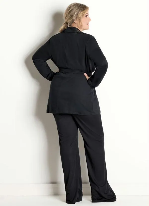 Marguerite - Sobretudo Marguerite Preto com Faixa 5