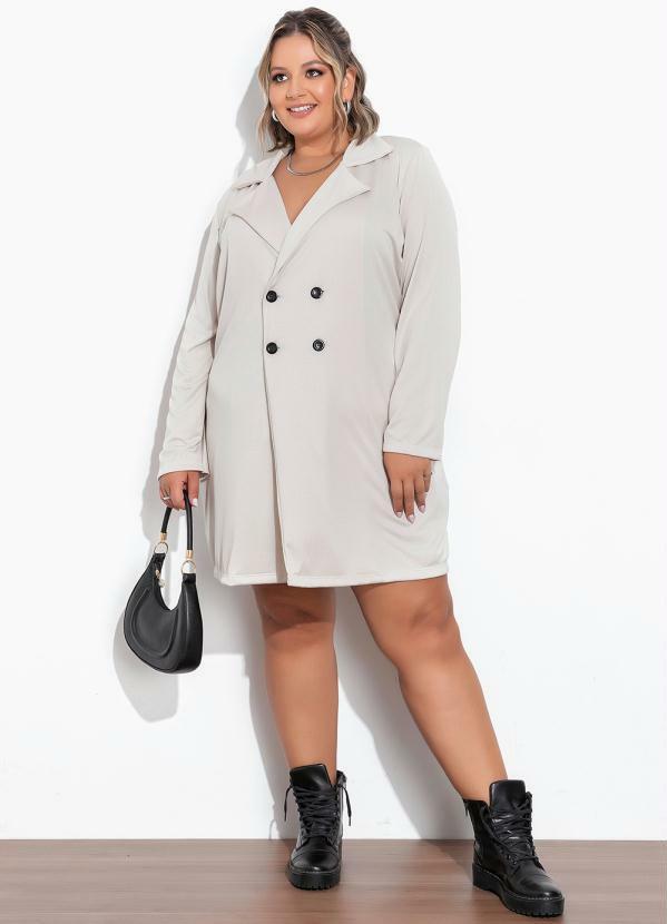 Marguerite - Sobretudo Nude em Malha Crepe Plus Size 3