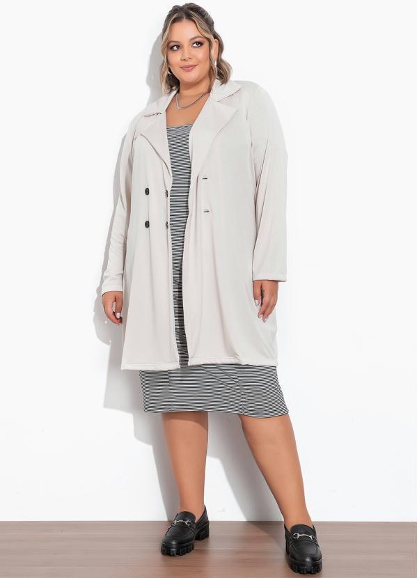 Marguerite - Sobretudo Nude em Malha Crepe Plus Size 4