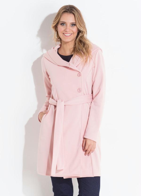 Quintess - Sobretudo Rosa com Capuz e Bolsos Quintess