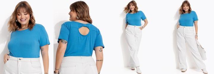 Blusa Azul em Malha de Viscose