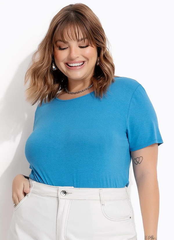 Marguerite - Blusa Azul em Malha de Viscose