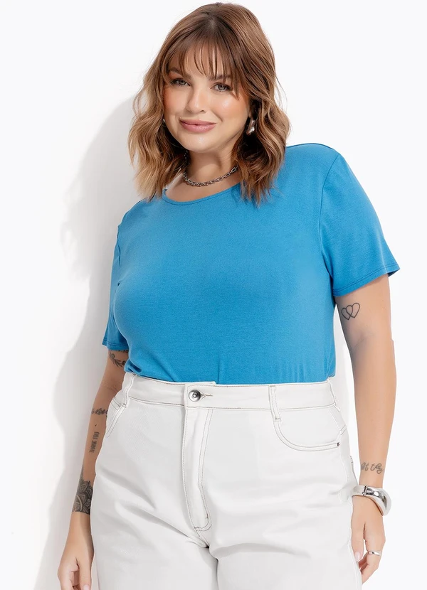 Marguerite - Blusa Azul em Malha de Viscose 2