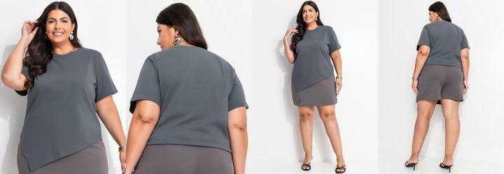 Blusa Cinza em Malha de Algod�o