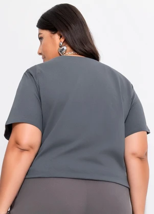 Marguerite - Blusa Cinza em Malha de Algodão - MARGUERITE