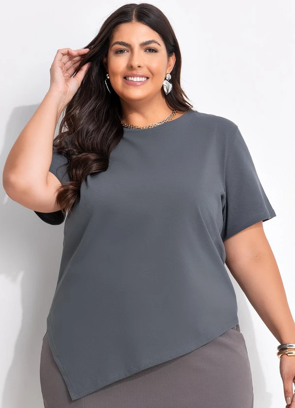 Marguerite - Blusa Cinza em Malha de Algodão