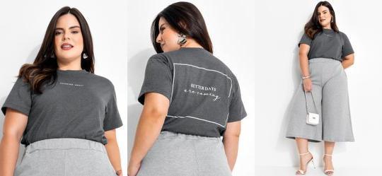 Blusa Cinza Escuro em Malha