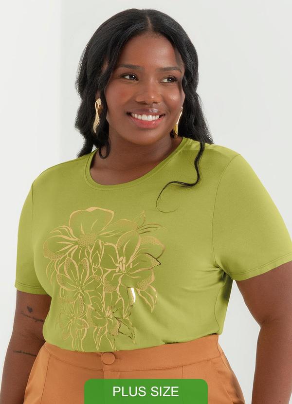 Cativa - Blusa Comfort Estampada com Fóil Verde