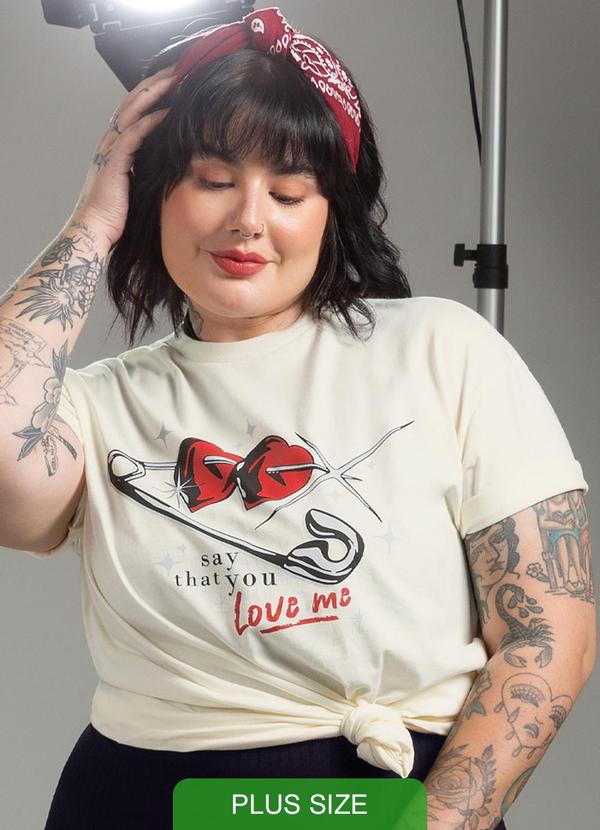 Cativa - Blusa em Malha Comfort Estampada Bege