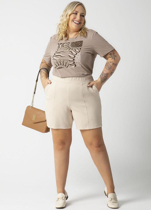 Habana - Blusa Feminina Estampada em Cotton Bege 2